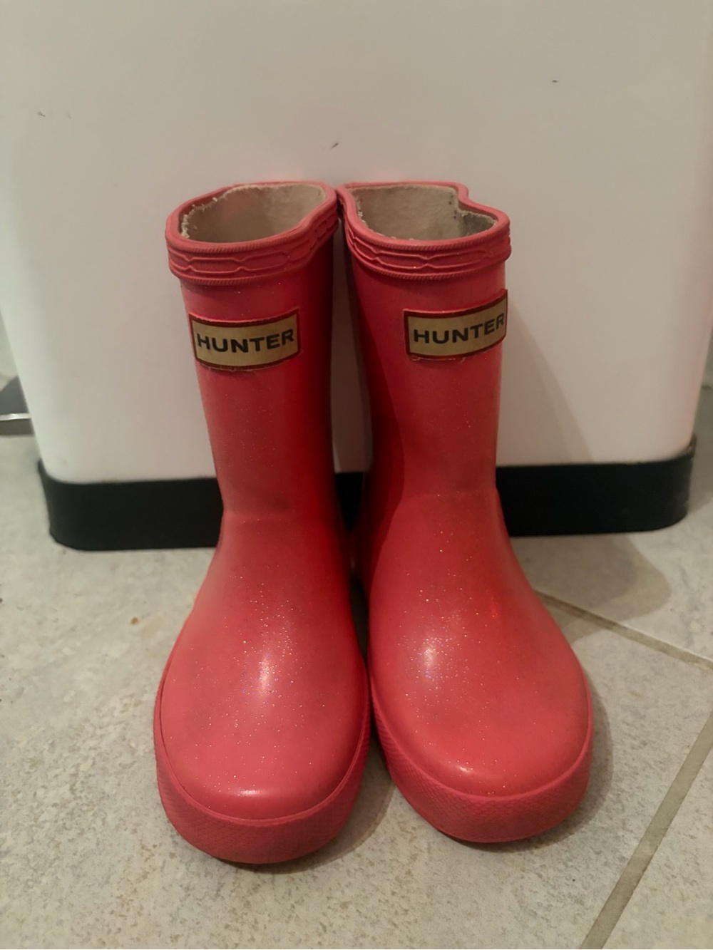 Hunter Kids Pink Glitter Rain Boots